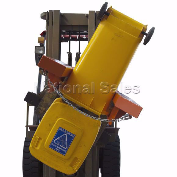 Forklift Double Wheelie Bin Tipper Frame For Rotator Forklift